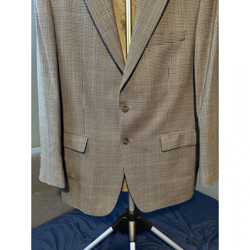 Vtg Ralph Lauren Blazer 42r Wool Beige Brown Perfect Condition